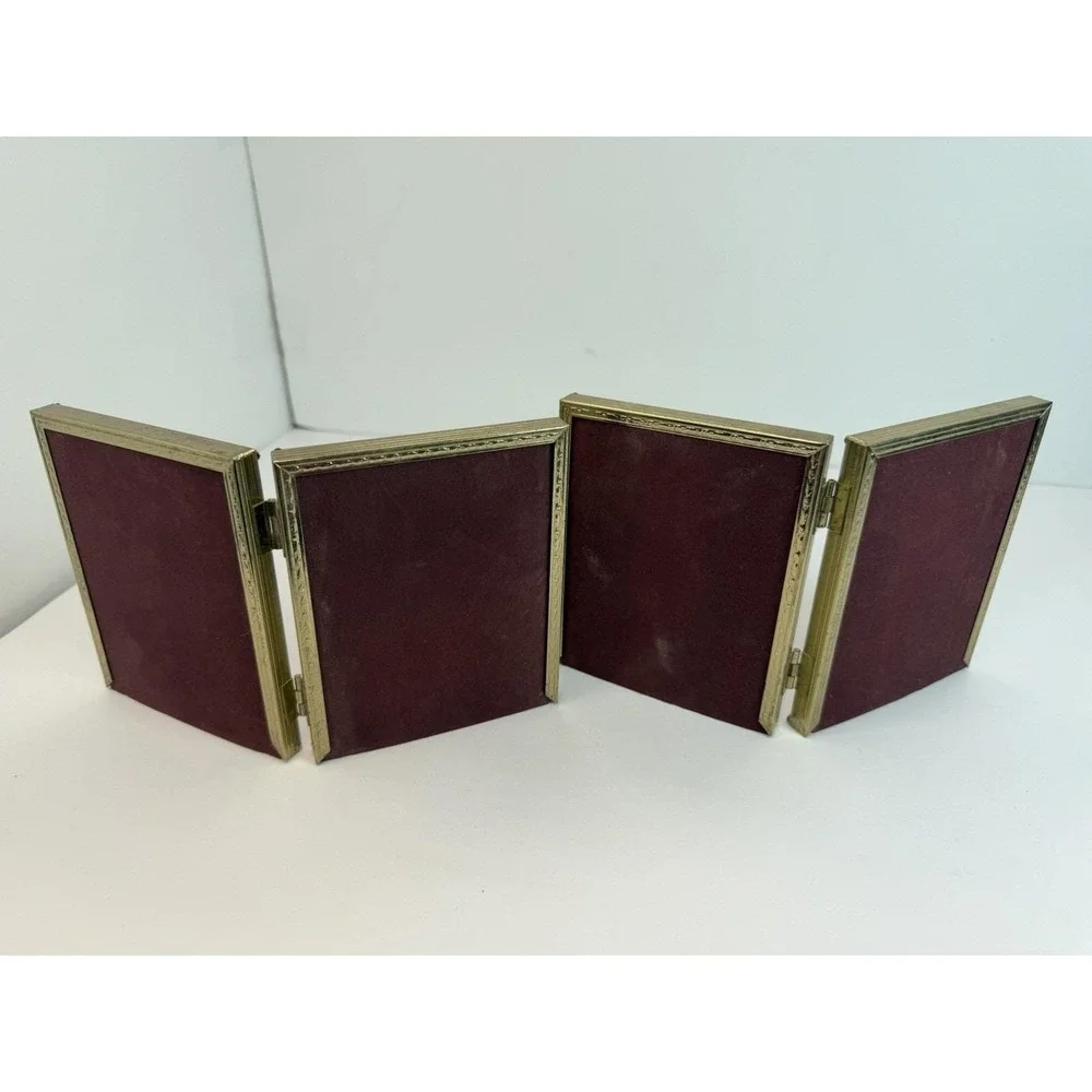 Gold Tone Metal Double Picture Frame 3.5x5